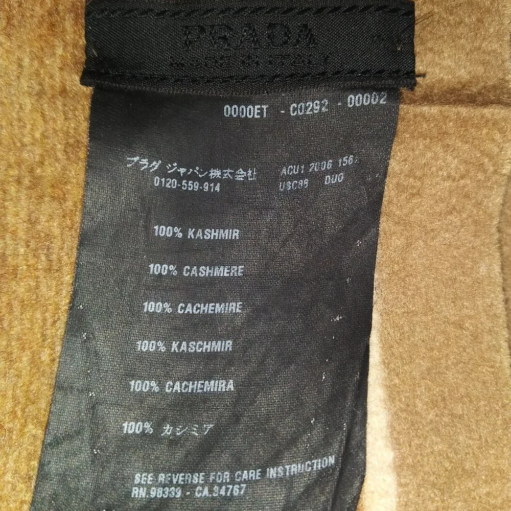 Prada Logo embroidered 100% cashmere scarf